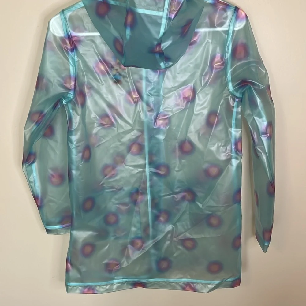 DISNEY Girls Snap Front Turquoise Polka Dot Minnie Mouse Hooded RainJacket 11/12 - Picture 5 of 10